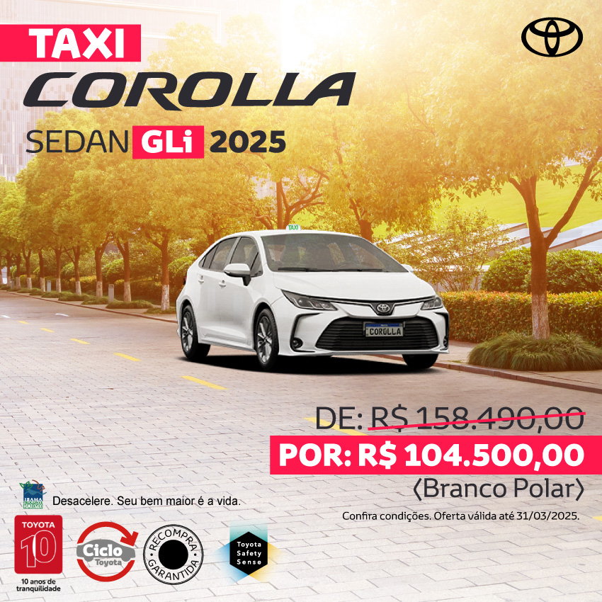 Venda Direta - Taxi Corolla - Mar/25