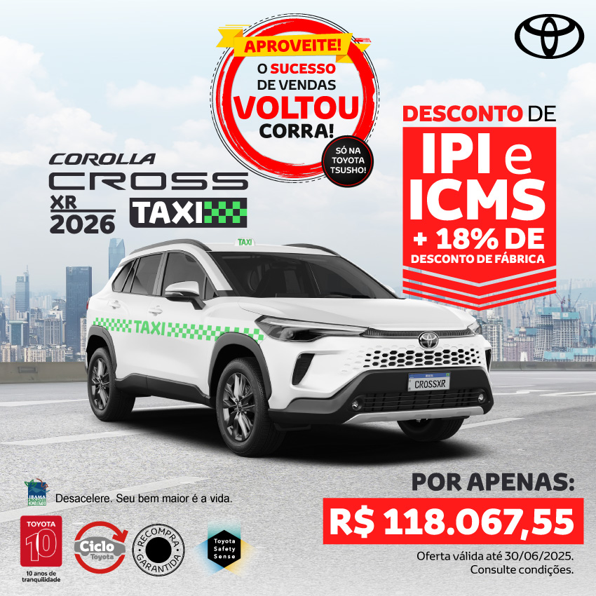 Venda Direta - Taxi - Oferta - Corolla Cross - Jun/25